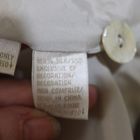 Dana Buchman 100% Silk Cream Ribbon Embroidered Skirt Suit 12/14 - Picture 12 of 16